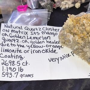 Natural Quartz Cluster with Yellow-Orange Hues